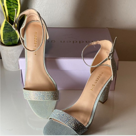 Madden Girl Glittering Silver Block Heels - Picture 2 of 3